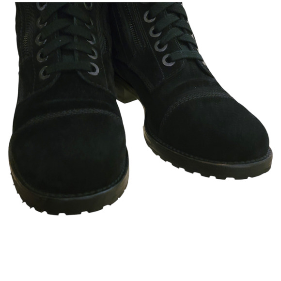 Chanel CC Logo Quilted Suede Combat Boots Black G29324 IT 37 (US 6 6.5) - Picture 11 of 17